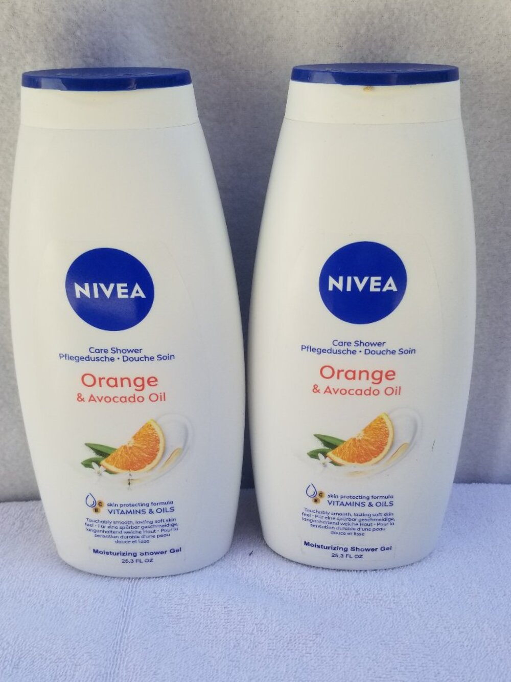 2 Bottles Nivea Body wash Orange & Avocado oil Care Shower Brand New 25.36 FL OZ